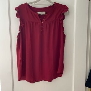 Women's Ruffled Red Top